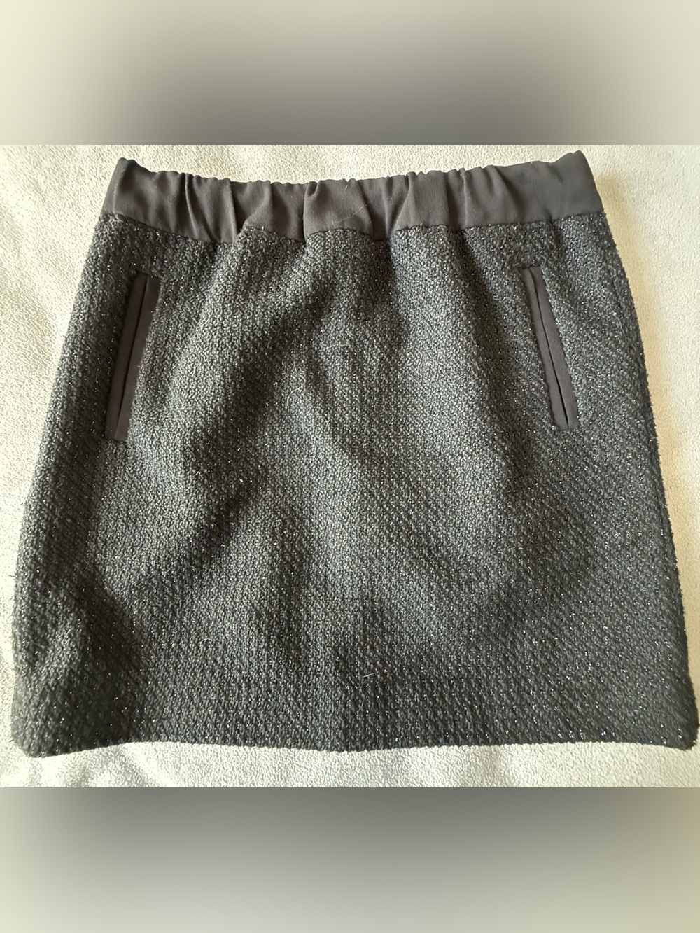 LOFT Black Textured Knit Skirt with Pockets